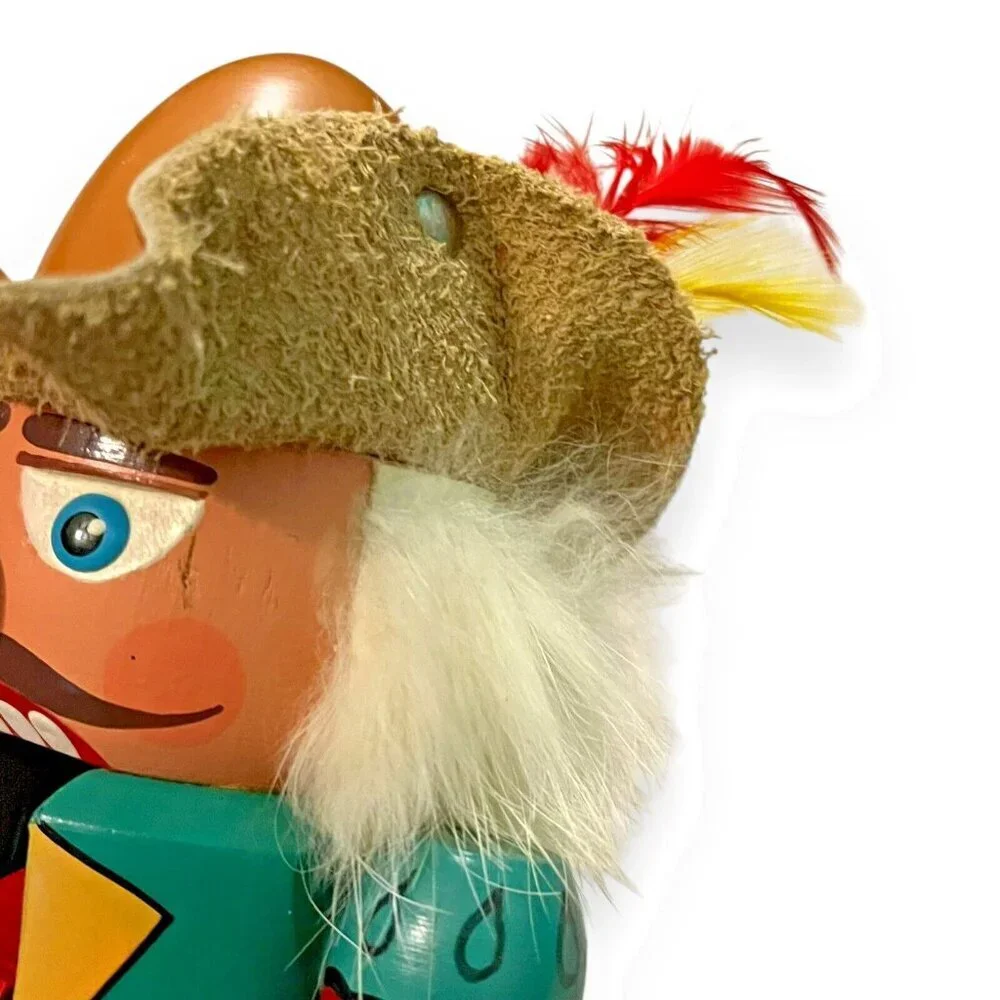 Nutcracker Musketeer w/Sword Leather Hat Feather NO FEET wooden Christmas Decor